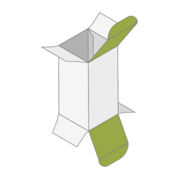 Faltschachtel mit Einstecklasche gegen&uuml;berliegende Laschen gespiegelt